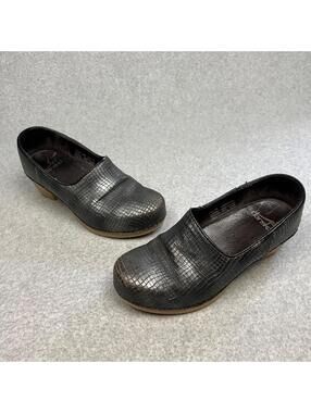 Dansko Marisol Clog Croc Leather Womens Size 6 Pewter Metallic Comfort Classic